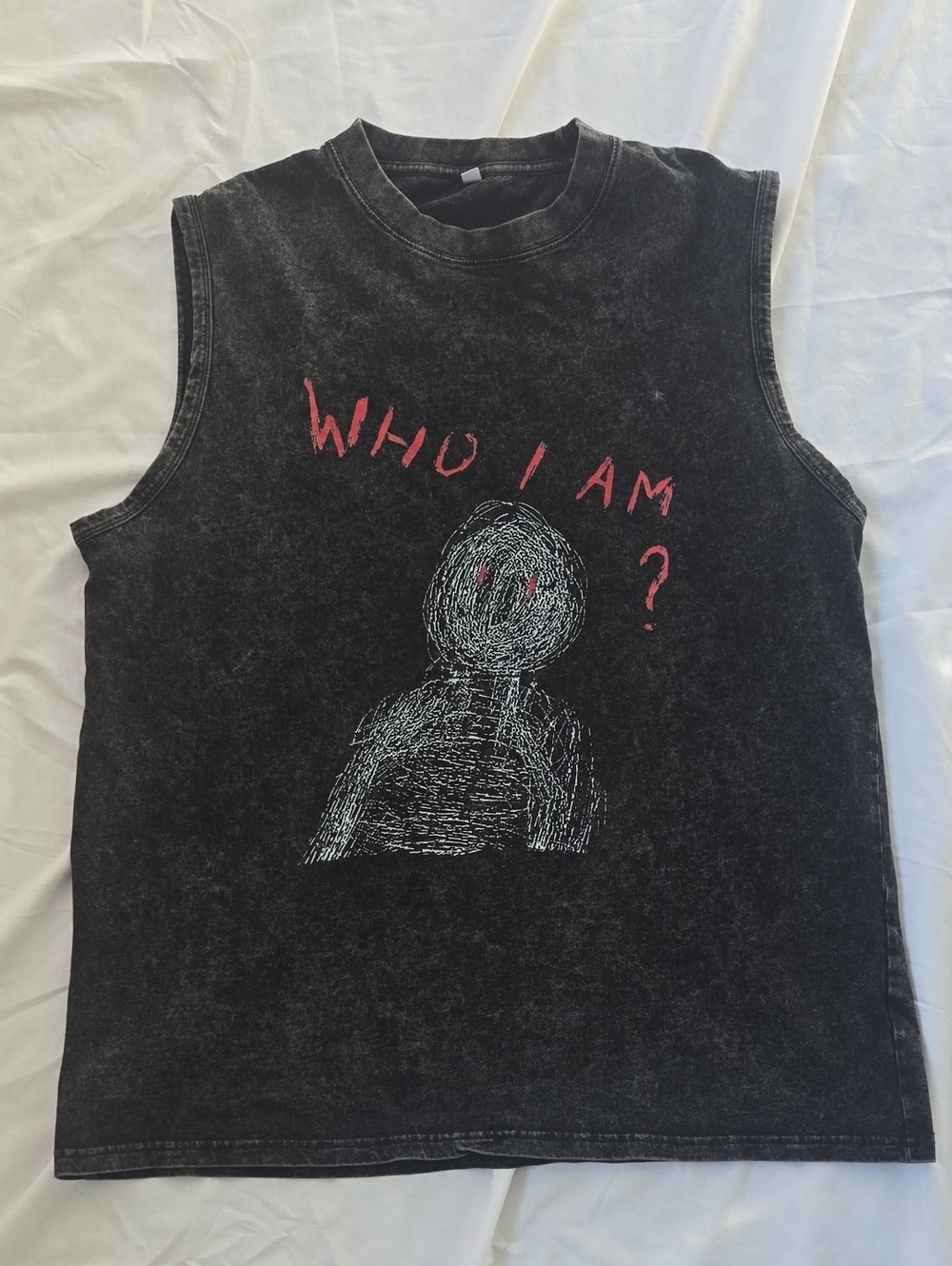 Men's Black Muscle Shirt With Graphic EXISTENTIAL CRISIS Graffiti Style Artwork